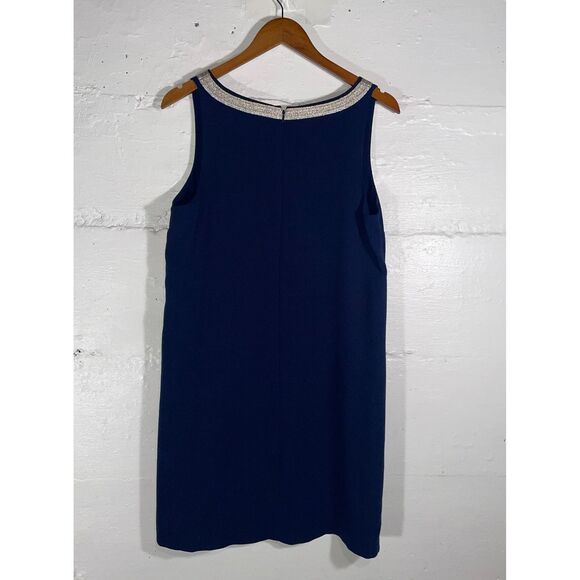 Lilly Pulitzer Navy Blue Shift Dress Size 8 Gold Silver Embroidered Resort Wear - Picture 8 of 11